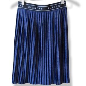 Blanche Pleated Skirt Blue Logo Mini
